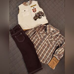 Kids Matching Set with Vest, Shirt, and Pants